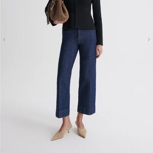 Scanlan Theodore Dark Blue Cropped Wide-Leg Jeans